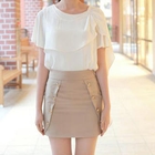 MISSTHEA - Button-Accent Pencil Skirt