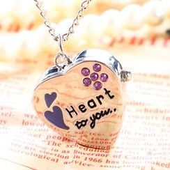 Kaal - Rhinestone Heart Pocket Watch Kaal - Rhinestone Heart Pocket Watch