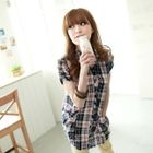 Tokyo Fashion - Tab-Sleeve Plaid Long Shirt