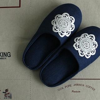 Lace-Accent Denim Slippers Lace-Accent Denim Slippers