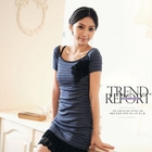 Melissa - Rosette-Accent Scoopneck Striped Top