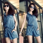 PUFFY - Drawstring-Waist Denim Playsuit