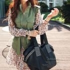 ARIA MALL - High-Neck Zip-Up Vest with Sash