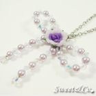 Sweet & Co. - Sweet Purple Rose Beaded Ribbon Necklace