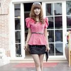 Mooiee - Puff-Sleeve Corsage-Accent Blouse