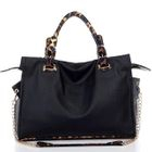 19th Street - Leopard-Print Trim Croc-Grain Satchel