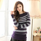 Tokyo Fashion - Striped Banded-Hem Knit Top