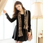 Tokyo Fashion - Knit Long Top with Leopard-Print Scarf