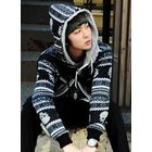 SLIM&FIT - Brushed Fleece Skull-Pattern Zip Hoodie