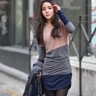 REDOPIN - Color-Block Ruched Long-Sleeve Dress
