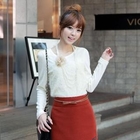CLICK - Faux-Pearl Accent Knit Top