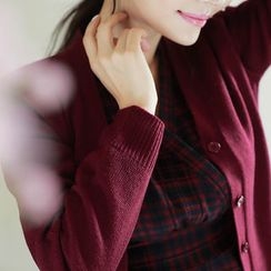 MyFiona - Plain V-Neck Cardigan MyFiona - Plain V-Neck Cardigan