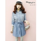 Dodostyle - Lace-Trim Denim Shirtdress