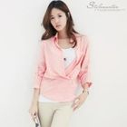 Stylementor - Tab-Sleeve Gingham Wrap Shirt