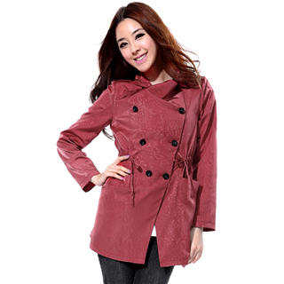 Drawstring-Waist Double-Button Coat