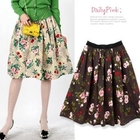 Daily Pink - Flower-Print A-Line Skirt