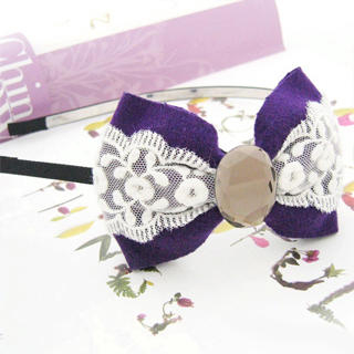 Flannelette Bow Hair Hoop -Purple