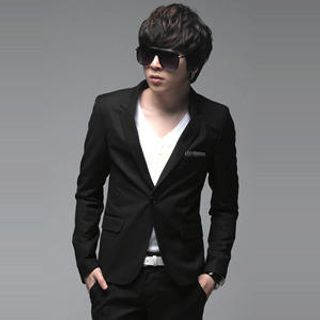 Notched Lapel Single-Button Blazer
