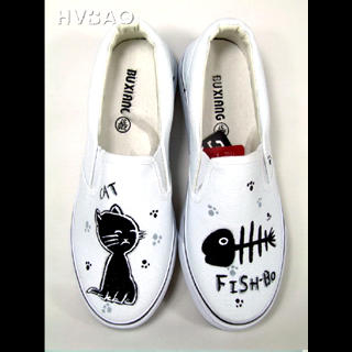 'Cat & Fish' Slip-Ons