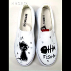 HVBAO - 'Cat & Fish' Slip-Ons