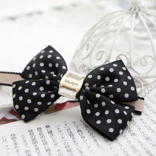 Dotted Bow Hairpin -Pink