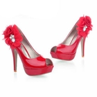 Grace Candy - Corsage-Accent Peep-Toe Stilettos