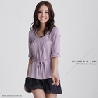 OrangeBear - Tie-Waist Pleated Top