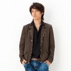 BLACK ASUKA - Leopard-Trim Double-Button Blazer