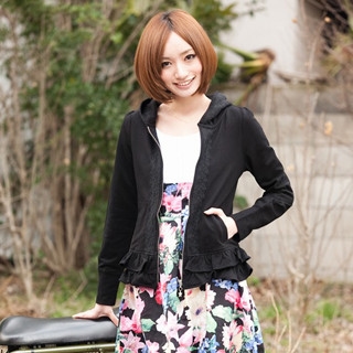 Lace-Trim Ruffle Hem Hoodie Lace-Trim Ruffle Hem Hoodie