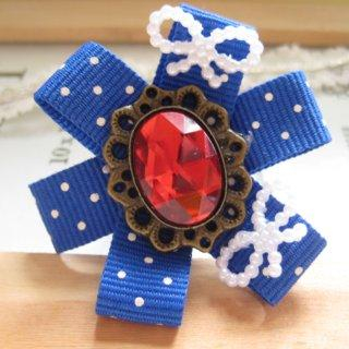 Hand made Elegant red diamond with blue spot cotton ring Hand made Elegant red diamond with blue spot cotton ring