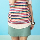 CatWorld - Contrast-Trim Buttoned Skirt