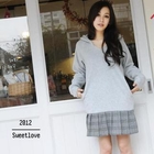 sweetlove - Plaid-Hem Hooded Dress
