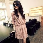 PUFFY - Gathered-Waist Tab-Sleeve Dress