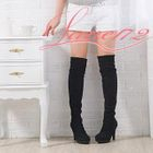 Lane172 - Faux-Suede Thigh-High Platform Boots