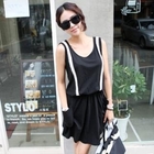 HARU - Gathered Waist Lace Trim Tank Dress
