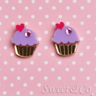 Sweet & Co. - Mini  Purple Cupcake Crystals Stud Earrings