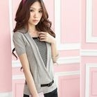 Tokyo Fashion - Inset Striped Top Wrap-Front Top