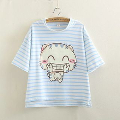 Angel Love - Cat Print Short-Sleeve T-Shirt Angel Love - Cat Print Short-Sleeve T-Shirt
