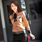 STYLEKELLY - Contrast Trim Tie-Neck Shirt