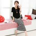 59 Seconds - Inset Top Striped Maxi Dress
