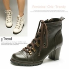 MODELSIS - Genuine Leather Lace-Up Ankle Boots