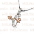 MBLife.com - 18K Red Gold and White Gold Love's Arrow Diamond Pendant with Chain