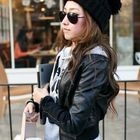 PIPPIN - Knit-Trim Faux-Leather Zip Jacket