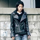ABOKI - Faux-Leather Asymmetric Zip Jacket