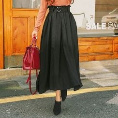 DABAGIRL - Belted Paperbag-Waist Long Skirt DABAGIRL - Belted Paperbag-Waist Long Skirt