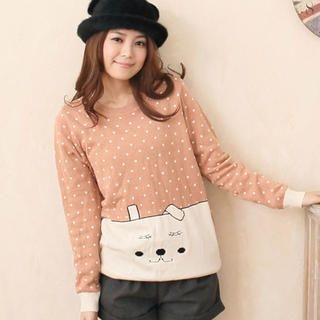 Animal-Print Dotted Knit Top