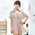 Soneed - Lace-Yoke Loose-Fit Blouse