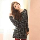 Tokyo Fashion - Pompom-Accent Hooded Pattern Dress