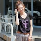 CLICK - 'Owl' Studded Short-Sleeve T-Shirt