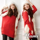 YUMI - Striped Hooded Knit Top